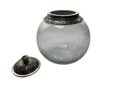 Preview: Bonboniere Glas/Metall 19,5x19,5x23